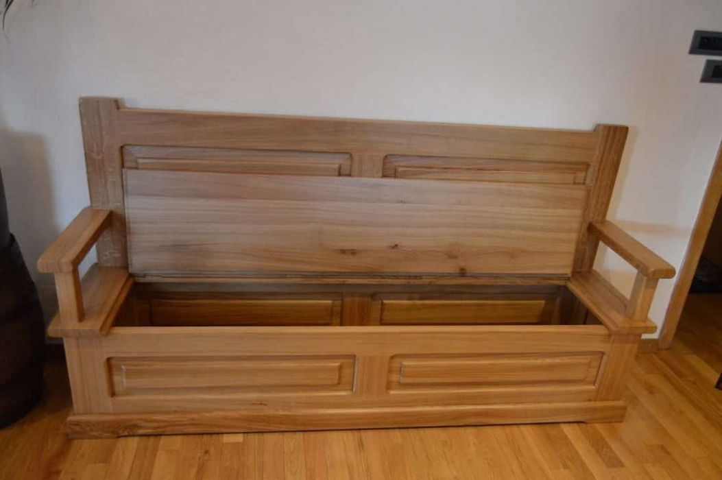 banc coffre ouvert en chêne vernis banc coffre ouvert en chêne vernis