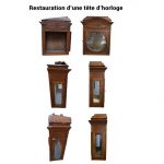 Restauration d'une tête d'horloge, avant et après Restauration d'une tête d'horloge